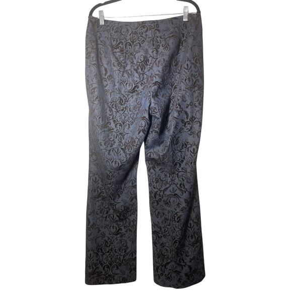 Classiques Entiler Flocked Trousers Broquade Slacks Dress Pants Sz 14 Blue Black - Picture 3 of 5